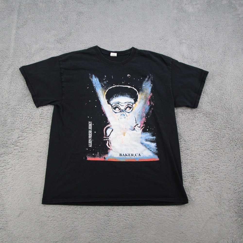 Alien Fresh Jerky T Shirt Mens Large Black Baker CA Graphic Tee Short Sleeve L